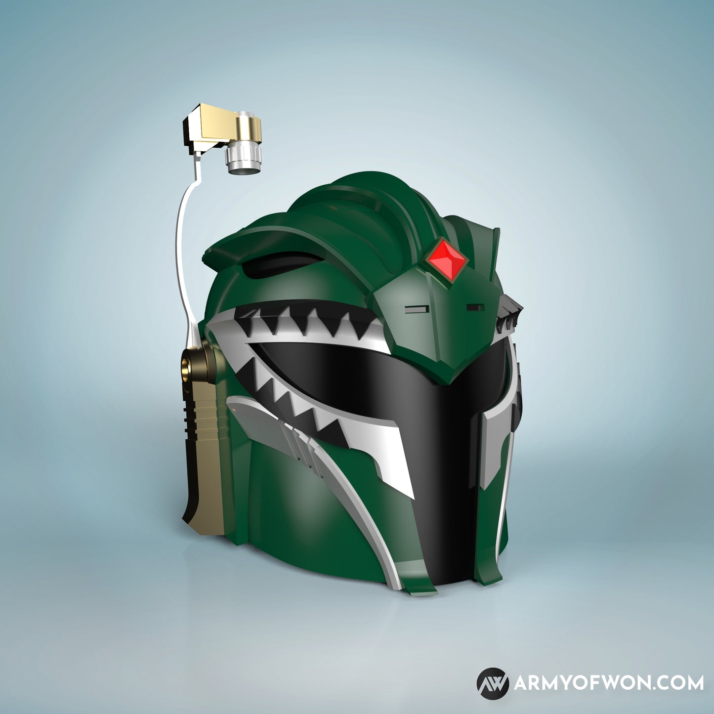 Green Power Ranger inspired Mandalorian Helmet - Gen 2