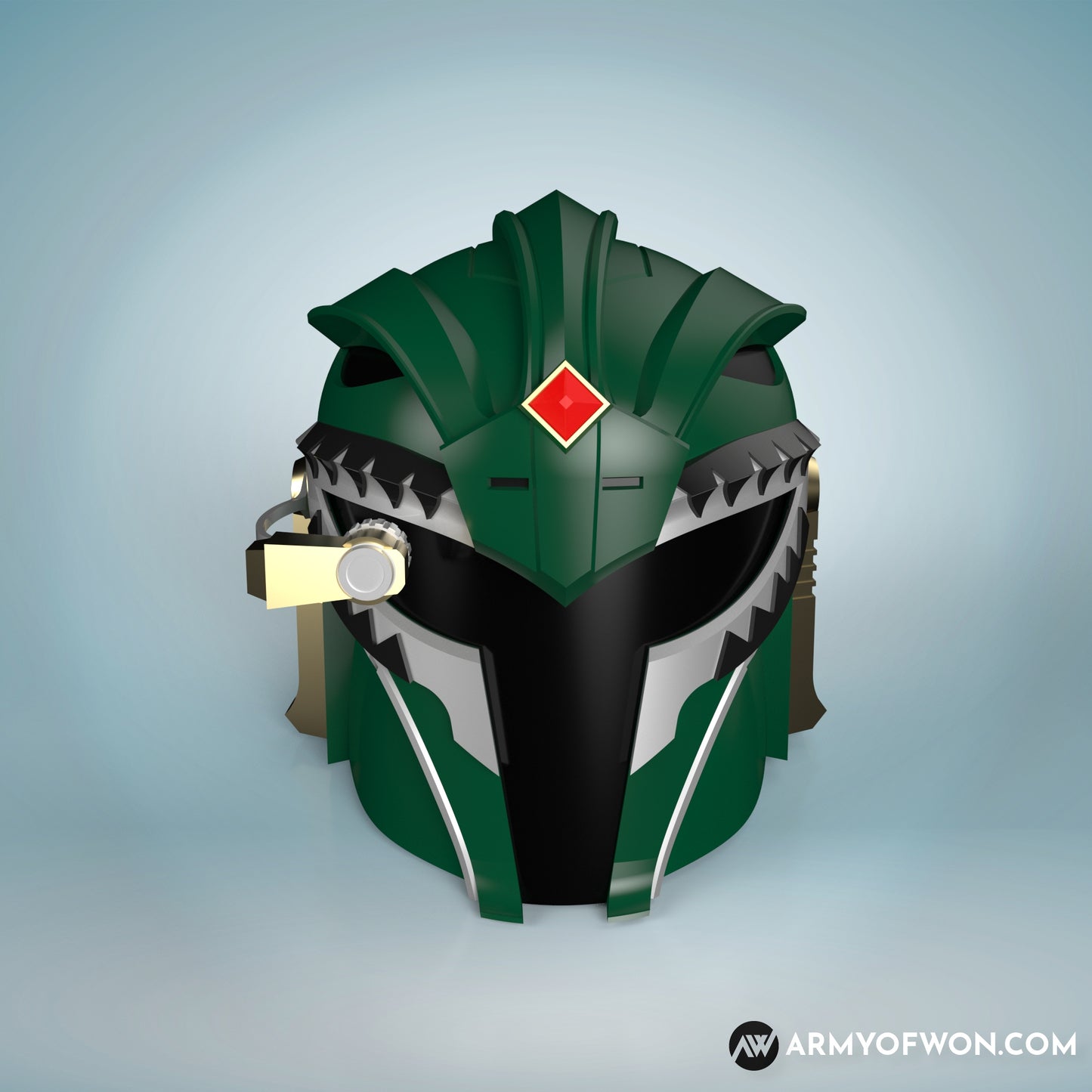 Green Power Ranger inspired Mandalorian Helmet - Gen 2