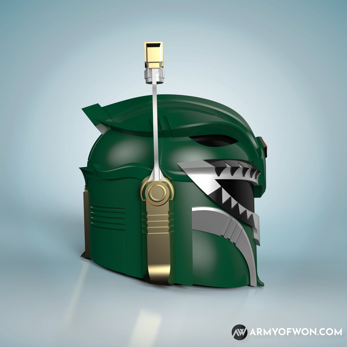 Green Power Ranger inspired Mandalorian Helmet - Gen 2