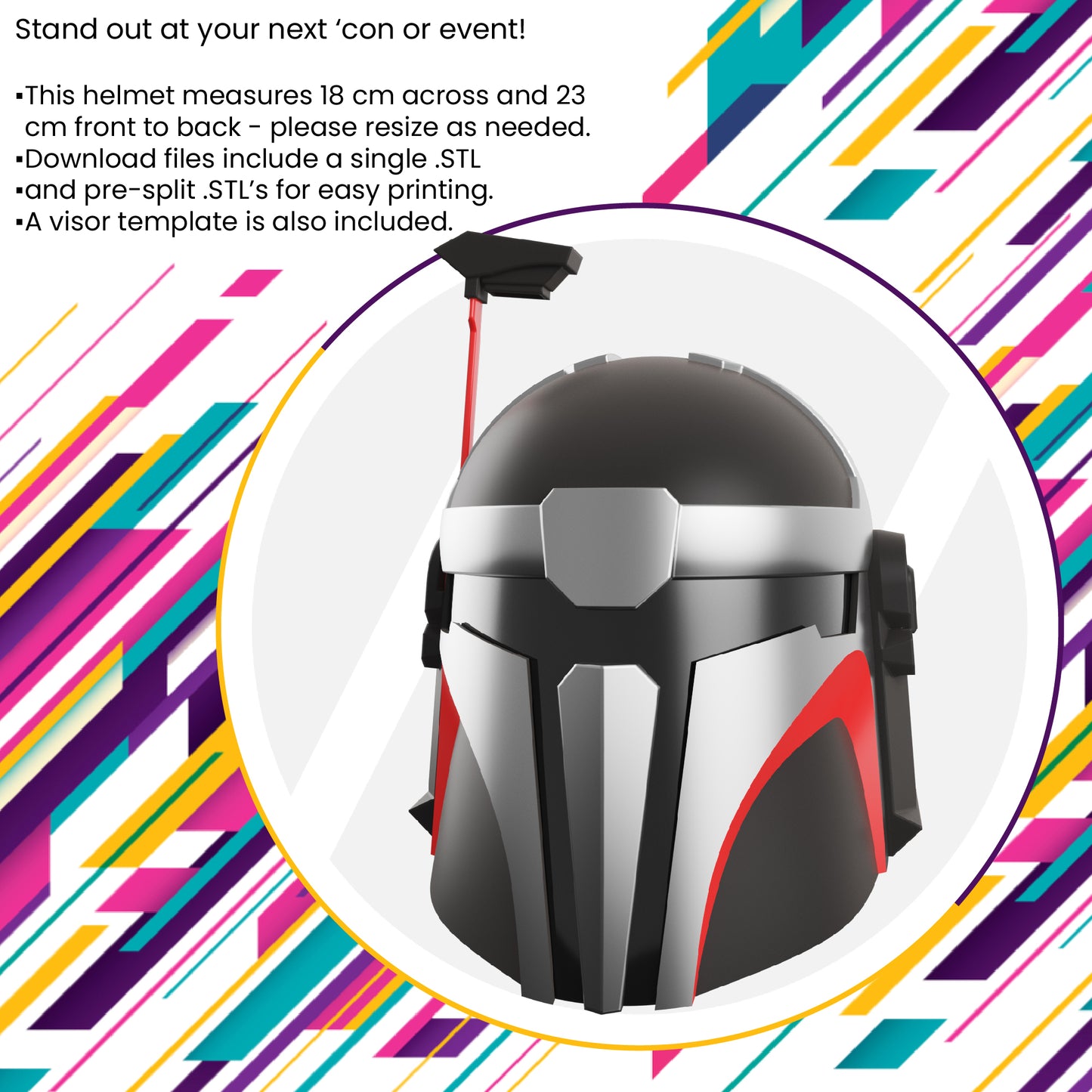 Original design Mandalorian Helmet "Punisher" - STL digital file