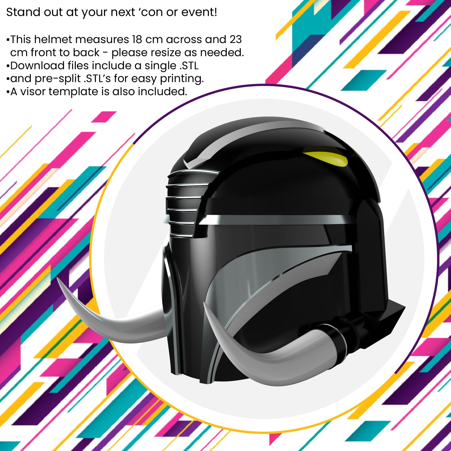 Black Power Ranger inspired Mandalorian Helmet - STL digital file