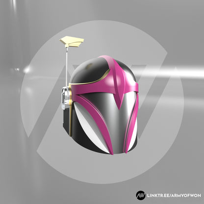 Pink Power Ranger inspired Mandalorian Helmet - STL digital file