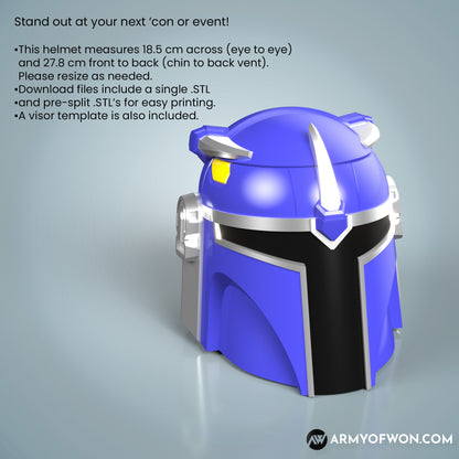 Blue Power Ranger inspired Mandalorian Helmet - STL digital file