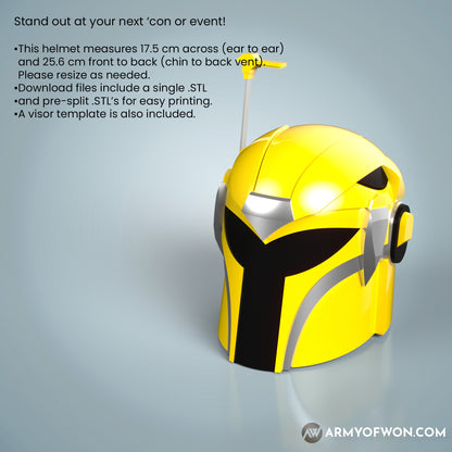 Yellow Power Ranger inspired Mandalorian Helmet - STL digital file