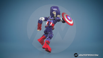 Endgame Captain America inspired full articulate, print-in-place