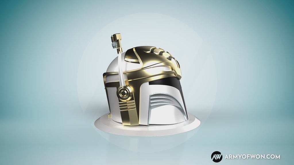 White Power Ranger inspired Mandalorian Helmet