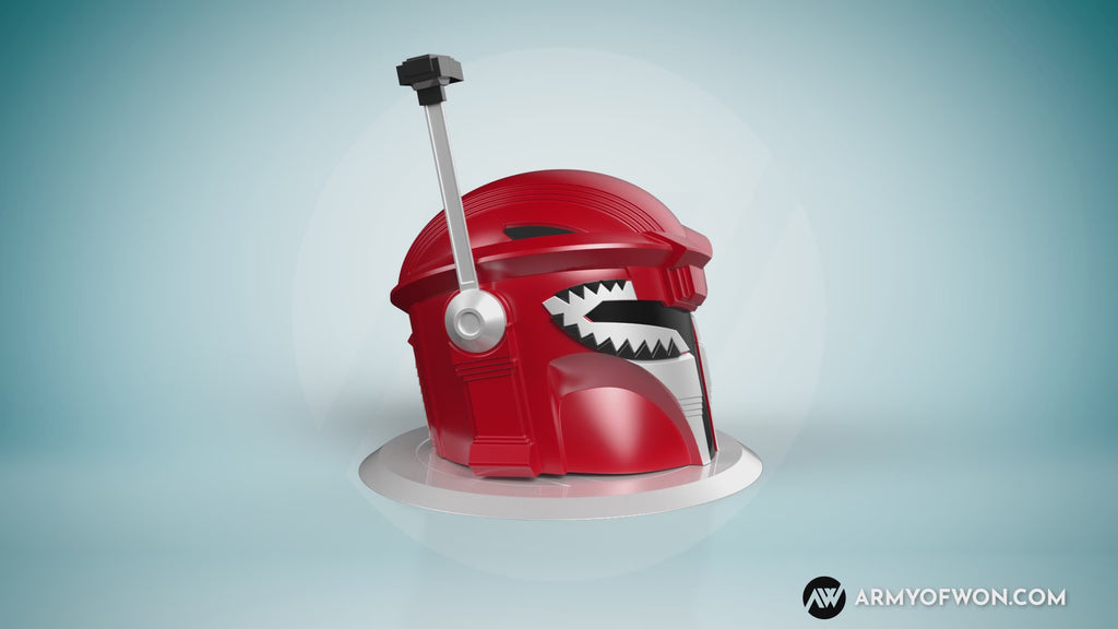 Red Power Ranger inspired Mandalorian Helmet