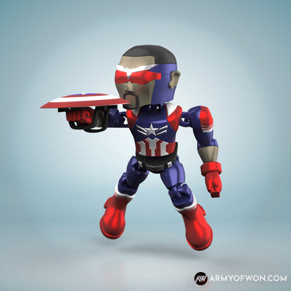 Sam Wilson Captain America inspired full articulate, print-in-place