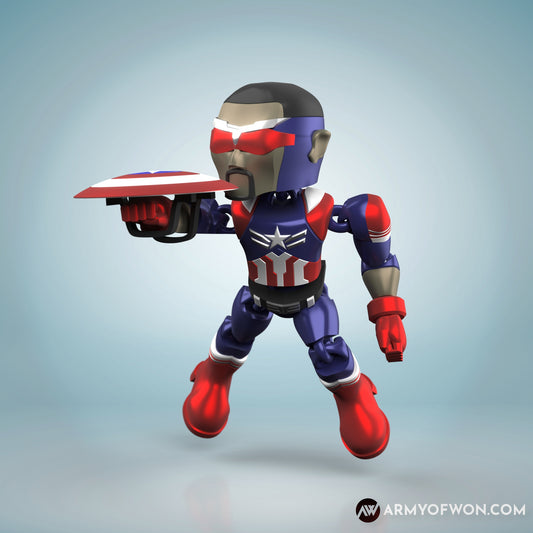 Sam Wilson Captain America inspired full articulate, print-in-place