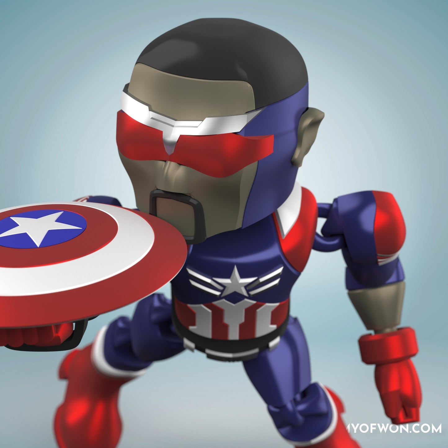 Sam Wilson Captain America inspired full articulate, print-in-place